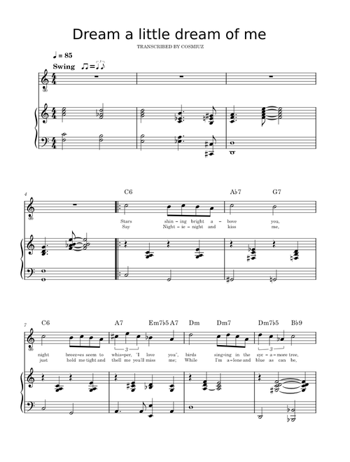 Dream a little dream of me – Doris Day Doris Day - Dream a little dream of me (piano&voice)