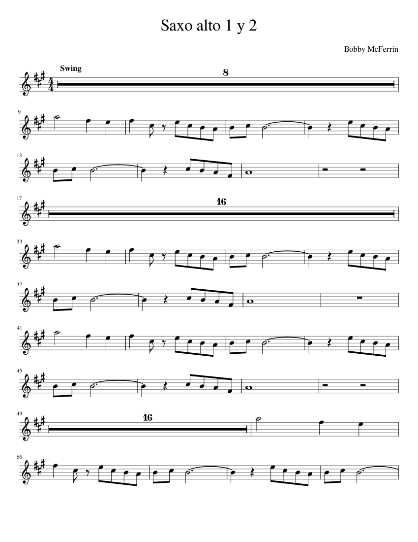 Saxo alto 1 y 2 - piano tutorial