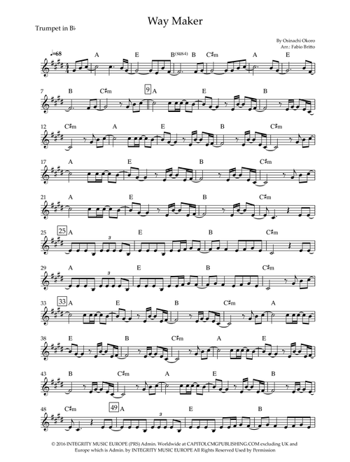 Way Maker (Arr. Fabio Britto) - Sinach (Trumpet Solo)
