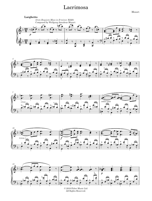 Lacrimosa - from Requiem Mass (Solo)