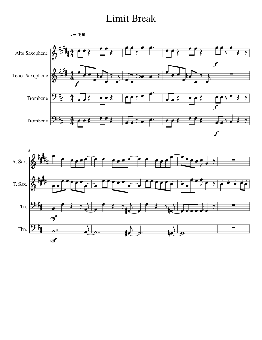 Limit Break x Survivor. DBS Op 2 Sheet Music for Trombone