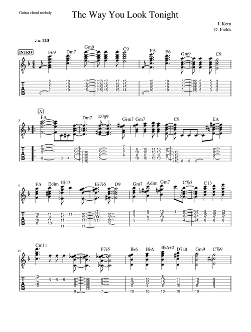 The Way You Look Tonight (guitar chord melody)