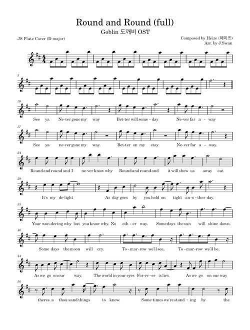 Round and Round – Heize (헤이즈) (full)- Goblin OST (JS Flute Cover) D major