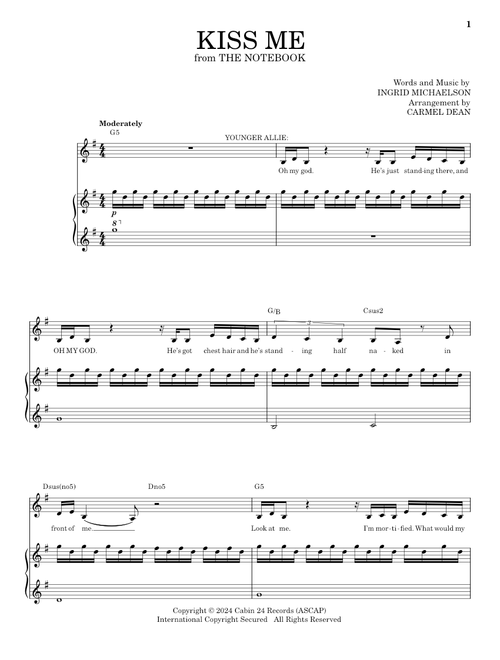 Kiss Me (from The Notebook) - Ingrid Michaelson (Piano Vocal)
