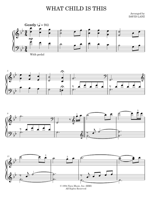 What Child Is This - David Lanz (Easy Piano)