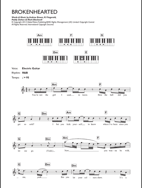 Brokenhearted (featuring B.o.B) - LAWSON, BoB (Piano Chords-Lyrics)