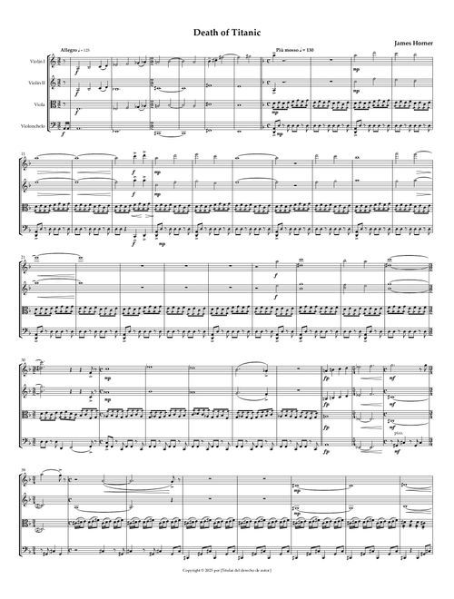 Death Of Titanic (Arr. Ulises Cabrera) - James Horner (String Quartet)