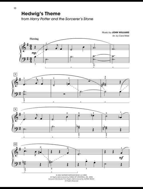 Hedwig's Theme (from Harry Potter And The Sorcerer's Stone) (arr. Carol Matz) - John Williams (Big Note Piano)