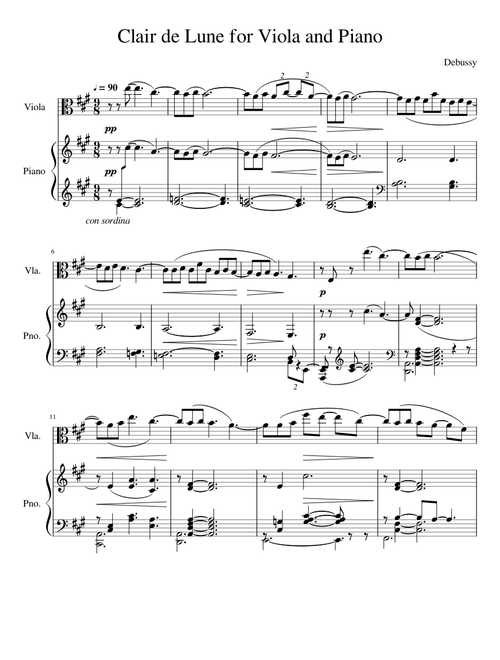 Clair de Lune for Viola and Piano