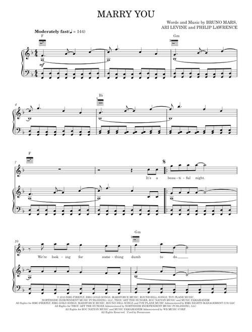 Marry you - Bruno Mars (Piano-Vocal-Guitar)
