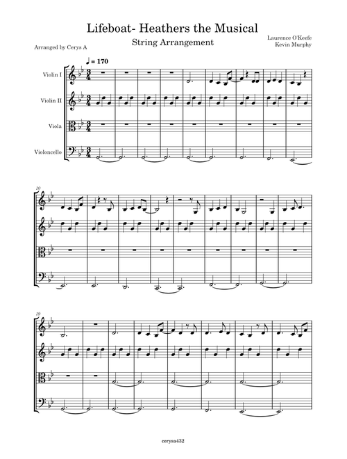 Lifeboat – O'Keefe, Laurence and Murphy, Kevin Lifeboat- Heathers the Musical String Arrangement