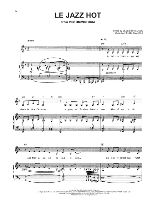 Le Jazz Hot (from Victor/Victoria) - Leslie Bricusse and Henry Mancini, Henry Mancini, Leslie Bricusse (Piano-Vocal-Guitar)