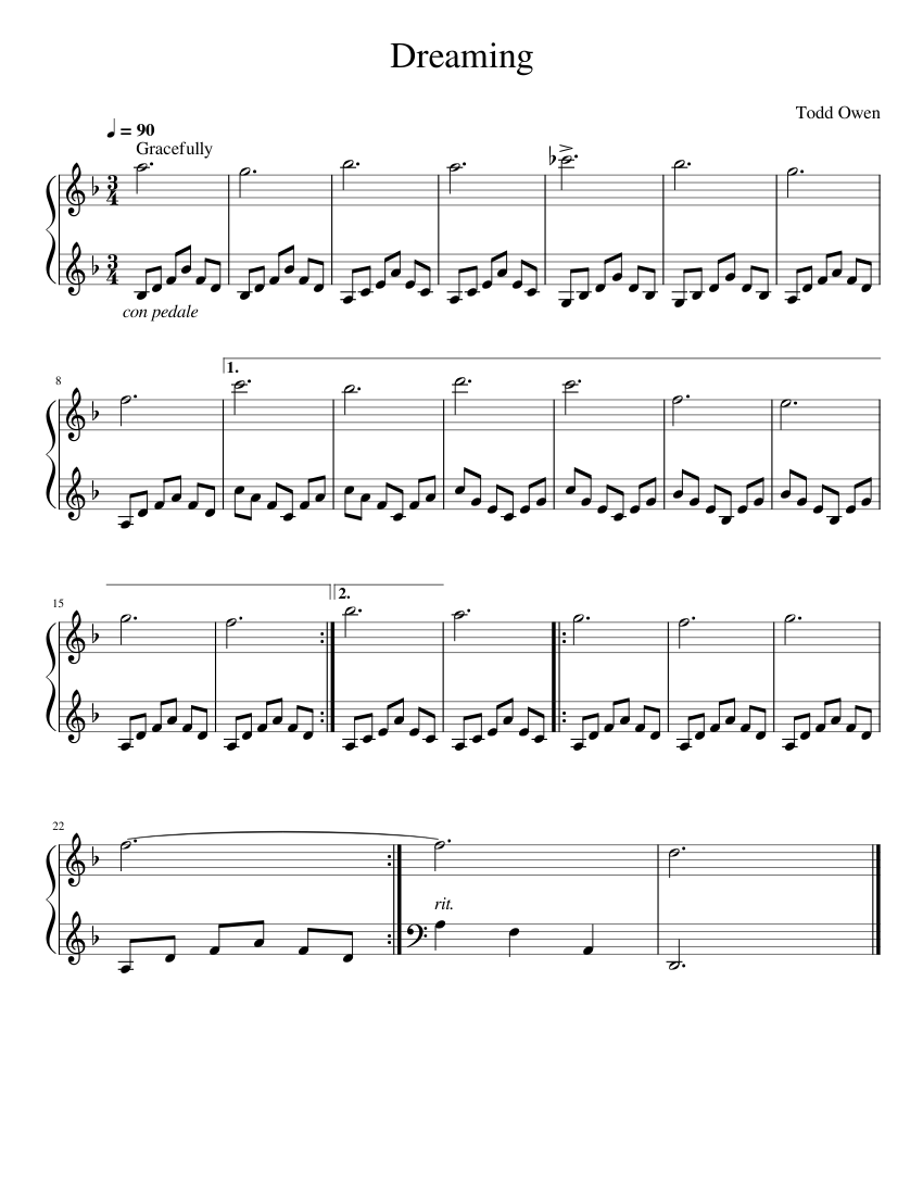 Dreaming - piano tutorial