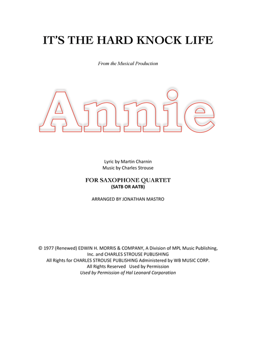 It's The Hard-Knock Life (Arr. Jonathan Mastro) - Charles Strouse (Woodwind Ensemble)