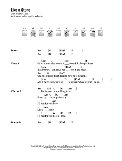 Like A Stone - Audioslave (Guitar Chords-Lyrics)