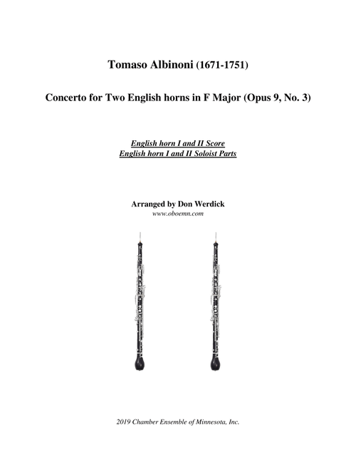 Concerto for Two English horns in F Major, Op. 9 No. 3 (Arr. Don Werdick (1946 - )) - Tomaso Albinoni (1671-1751) (Instrumental Duet)