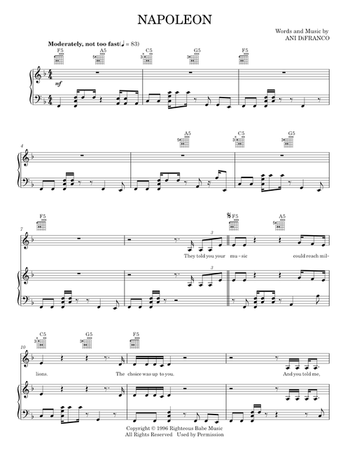 Napoleon - Ani DiFranco (Piano-Vocal-Guitar)