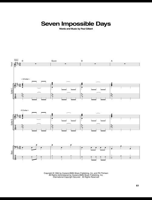 Seven Impossible Days - Mr Big (Guitar Tab)