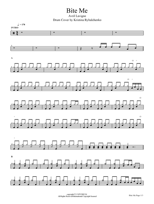 Bite Me (Arr. COPYDRUM) - Avril Lavigne (Drums)