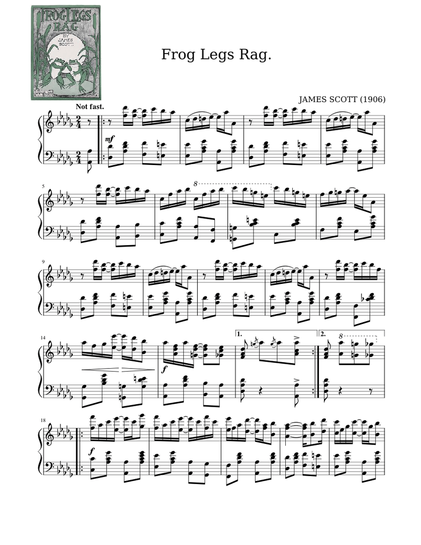Frog Legs Rag by James Scott (1906) Sheet music for Piano (Solo ...