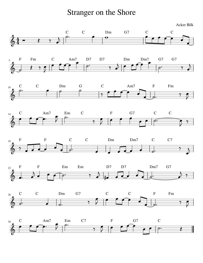 Stranger on the shore saxophone cheap
