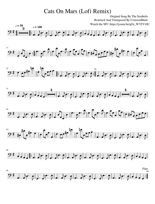 Cats On Mars (CrimsonBlade Lofi Remix) Bass Transcription