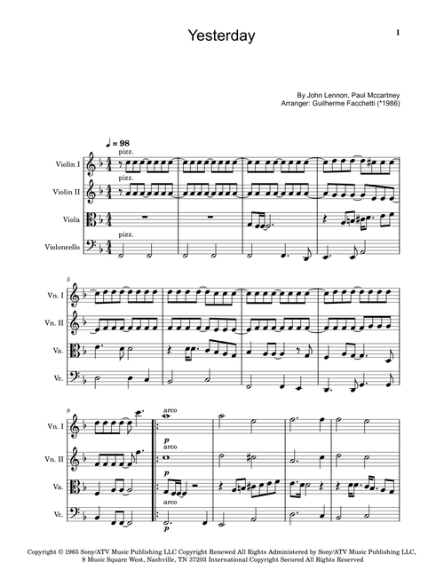 Yesterday (Arr. Guilherme Facchetti) - The Beatles (String Quartet)