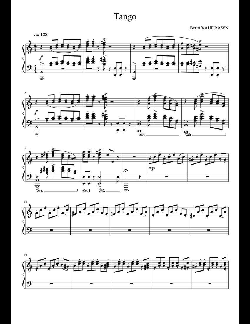 Tango - Composition For Piano - Musescore Sheet Music For Piano (Solo ...