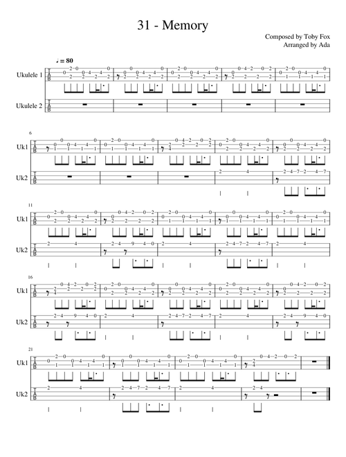 Undertale OST 31 - Memory Ukulele tabs