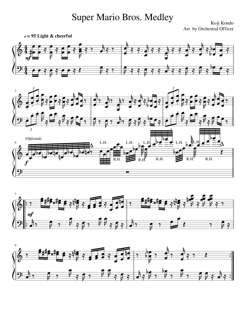 Super Mario Bros Medley Sheet Music For Piano (Solo) | Musescore.com