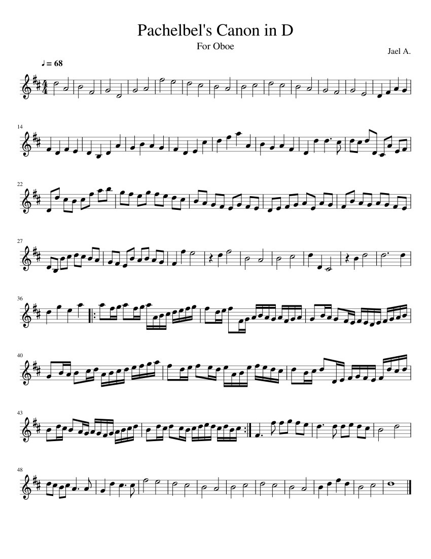 Pachelbel's Canon in D Sheet music for Oboe (Solo)