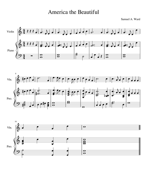 America the Beautiful- Violin and Piano Duet