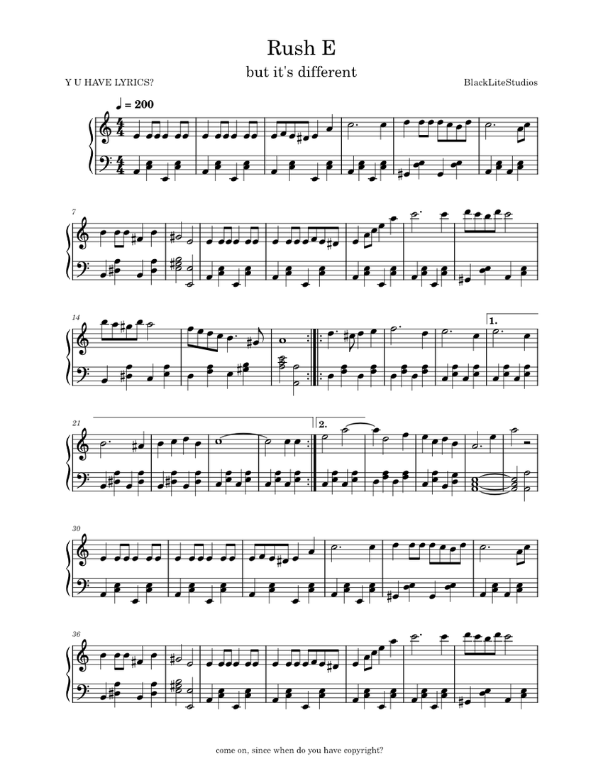 Rush E Sheet Music Boss Rush E Sheet music for Piano (Solo