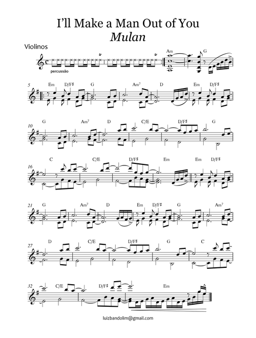 I'll Make A Man Out Of You (Arr. Luiz Anthony) - David Zippel, Matthew Wilder (Violin and Piano)