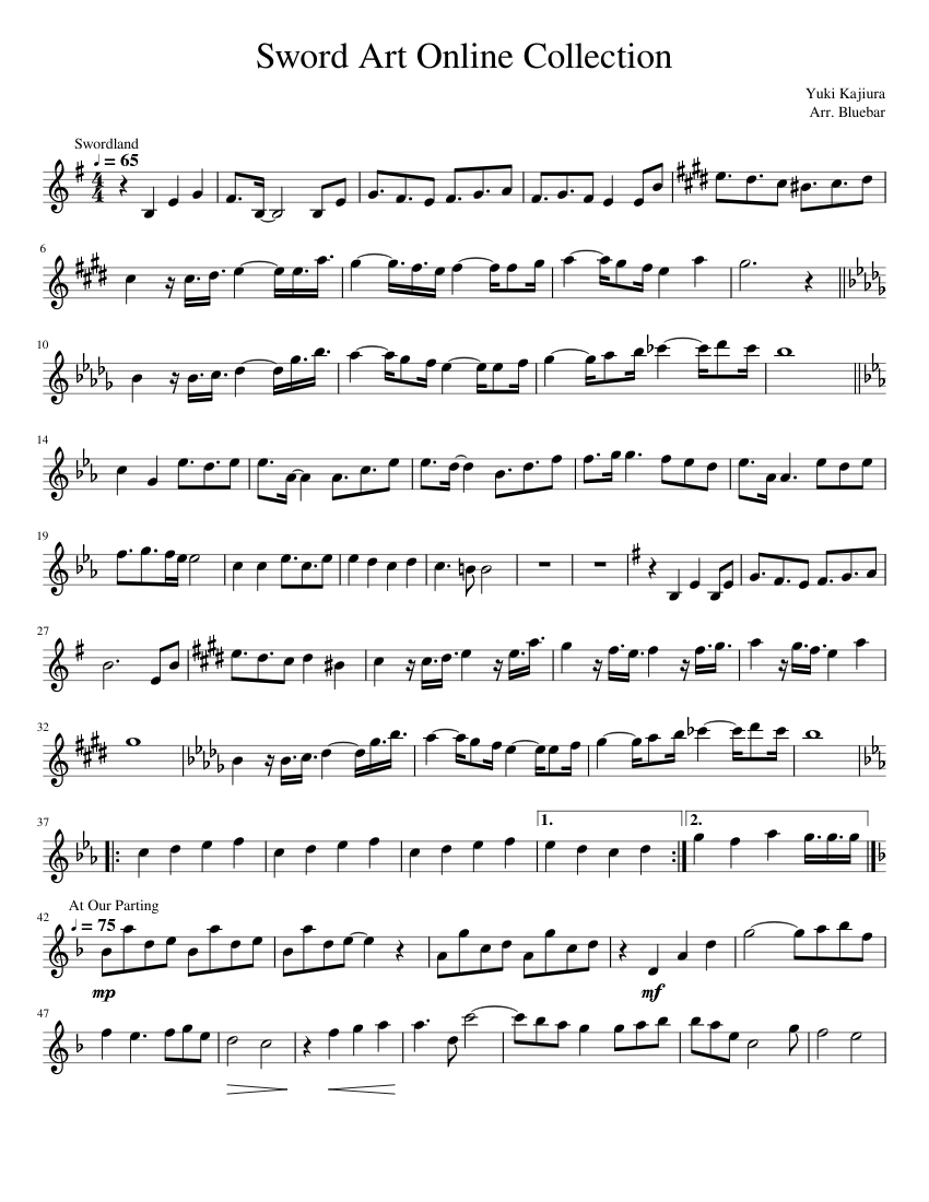 Sword Art Online Collection Sheet Music for Violin (Solo