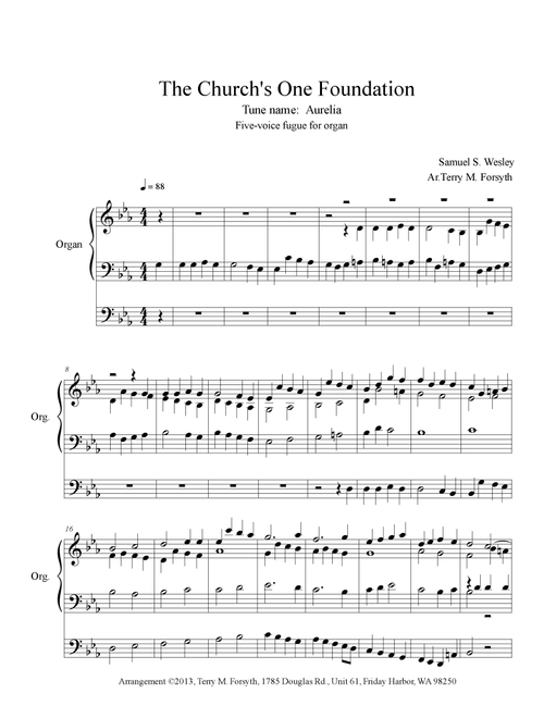 "The Church's One Foundation", organ solo, 5-voice fugue (Arr. Terry M. Forsyth) - Samuel S. Wesley (Organ)