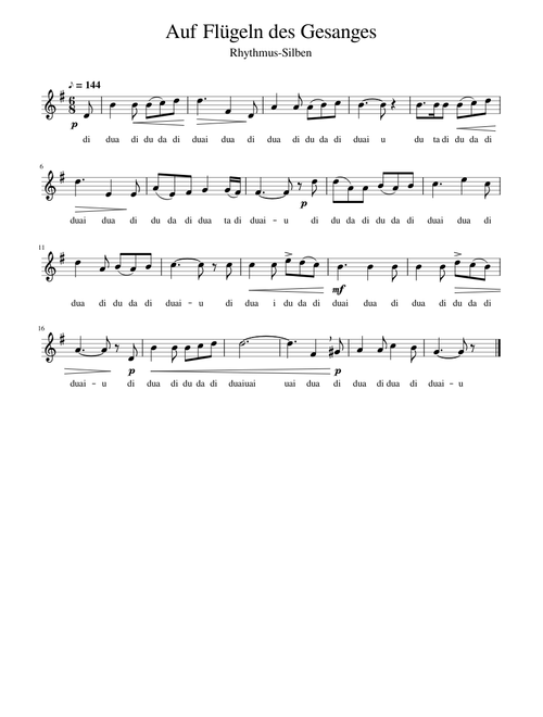 Auf Flügeln des Gesanges Rhythmussilben