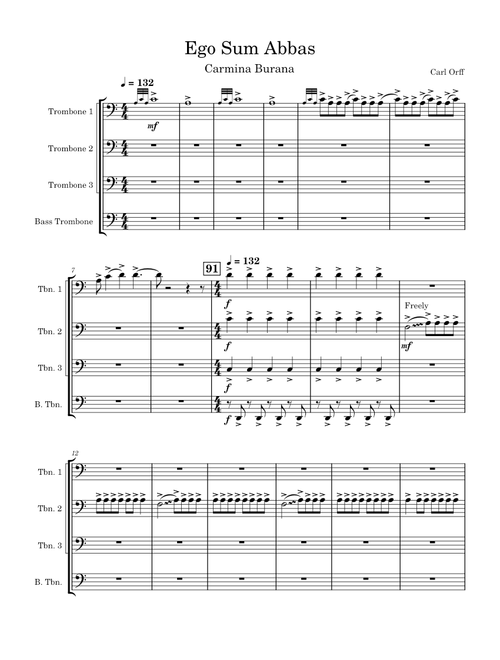 Carmina Burana - 13 Ego Sum Abbas - trombone quartet