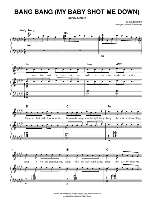 Bang Bang (My Baby Shot Me Down) (Arr. Mario Stallbaumer) - Nancy Sinatra (Piano-Vocal-Guitar (Piano Accompaniment))