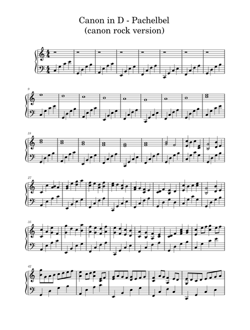 Canon in c – Johann Pachelbel Canon in D – Johann Pachelbel Canon Rock Piano