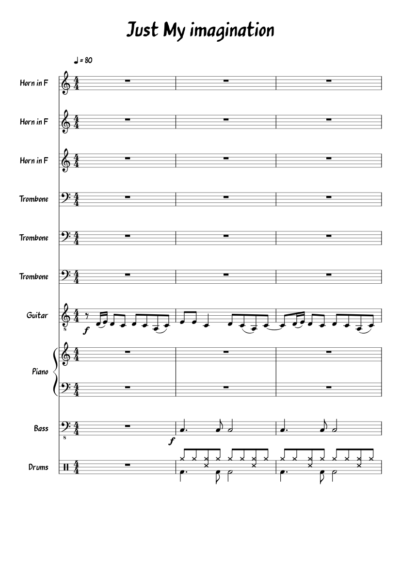 Just My imagination Sheet music for Piano, Trombone, Guitar, Bass (Piano | Musescore.com