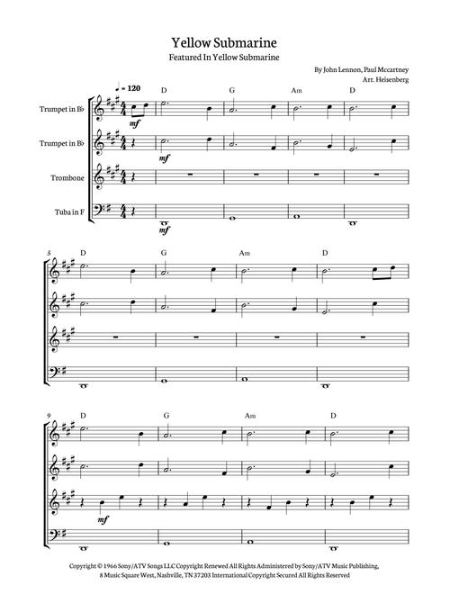 Yellow Submarine (Arr. Heisenberg) - The Beatles (Brass Ensemble)