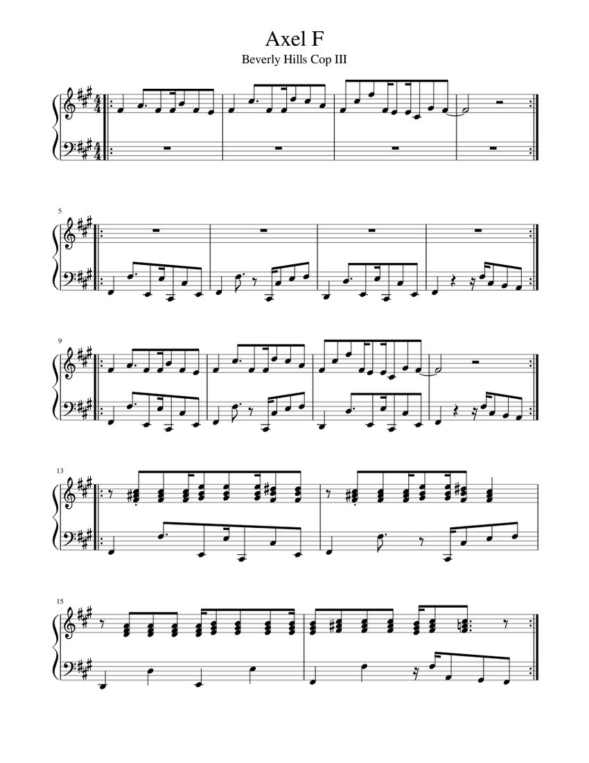 Axel F Sheet Music for Piano (Solo) | MuseScore.com
