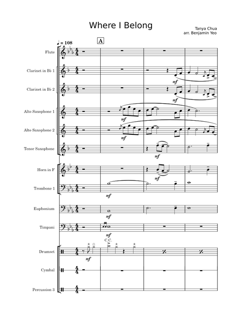 Where i belong – Tanya Chua Where I Belong – Tanya Chua Where I Belong arr. Benjamin Yeo