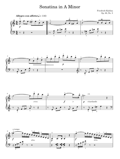 Sonatina In A Minor, Op. 88, No. 3 - Friedrich Kuhlau, Jennifer Linn (Piano Solo)
