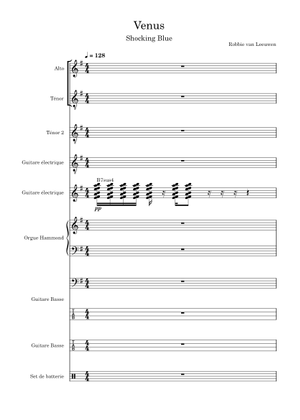Venus - Shocking Blue Sheet Music for Piano, Guitar, Bass guitar, Drum ...