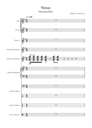 Shocking Blue Instrument Venus - Shocking Blue Sheet Music for Piano, Guitar, Bass guitar, Drum ...