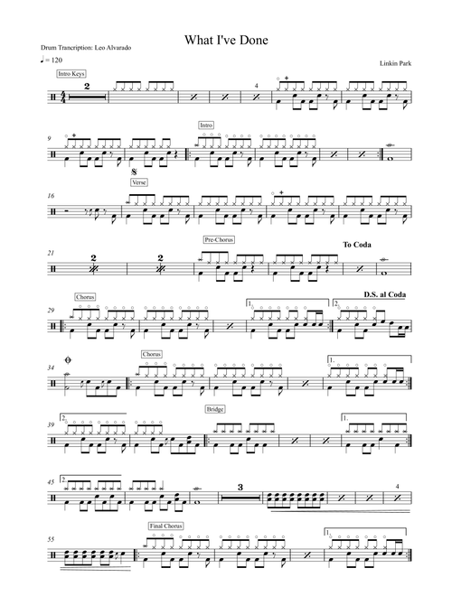 What I've Done (Arr. Drum Transcription: Leo Alvarado) - Linkin Park (Drums)