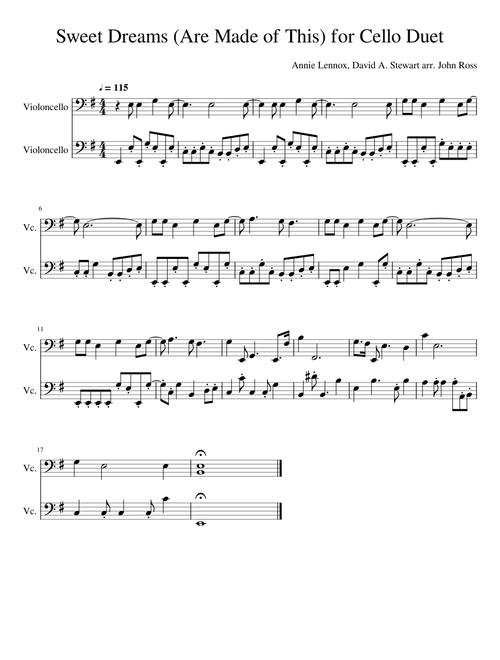 Sweet Dreams (Are Made of This) for Cello Duet