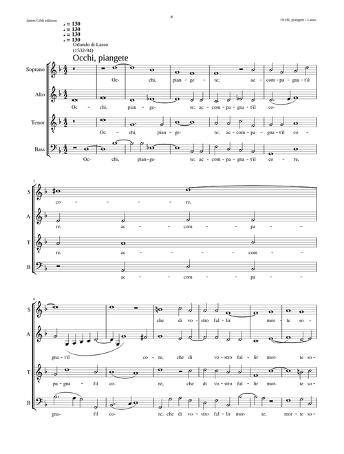 Occhi, piangete - Orlando di Lasso